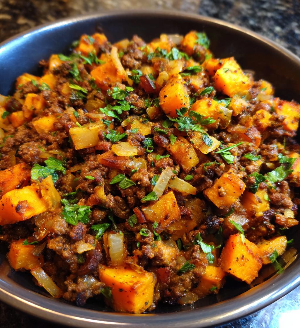 sweet potatoes and ground beef
