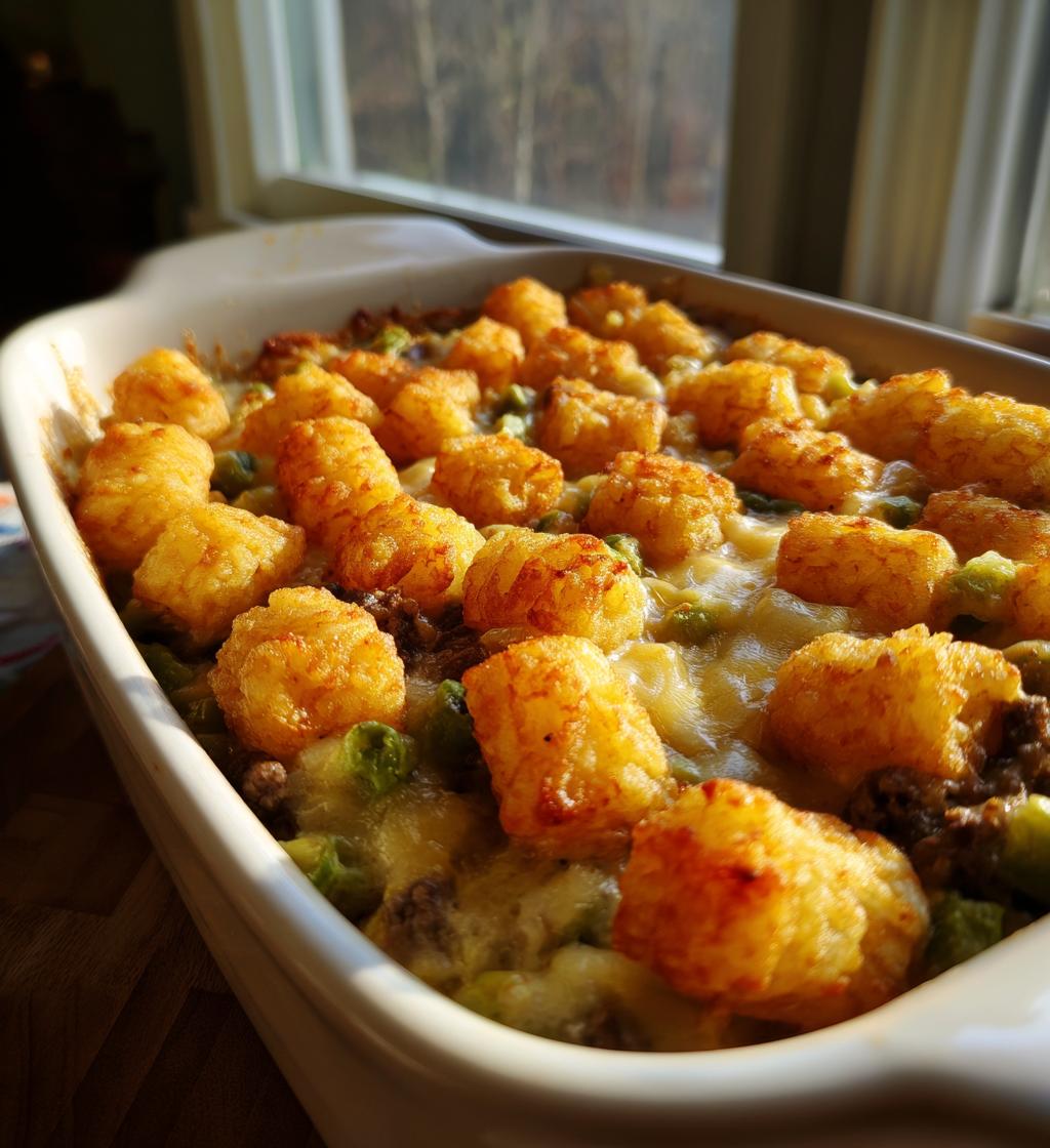 tater tot casserole with ground beef and green beans
