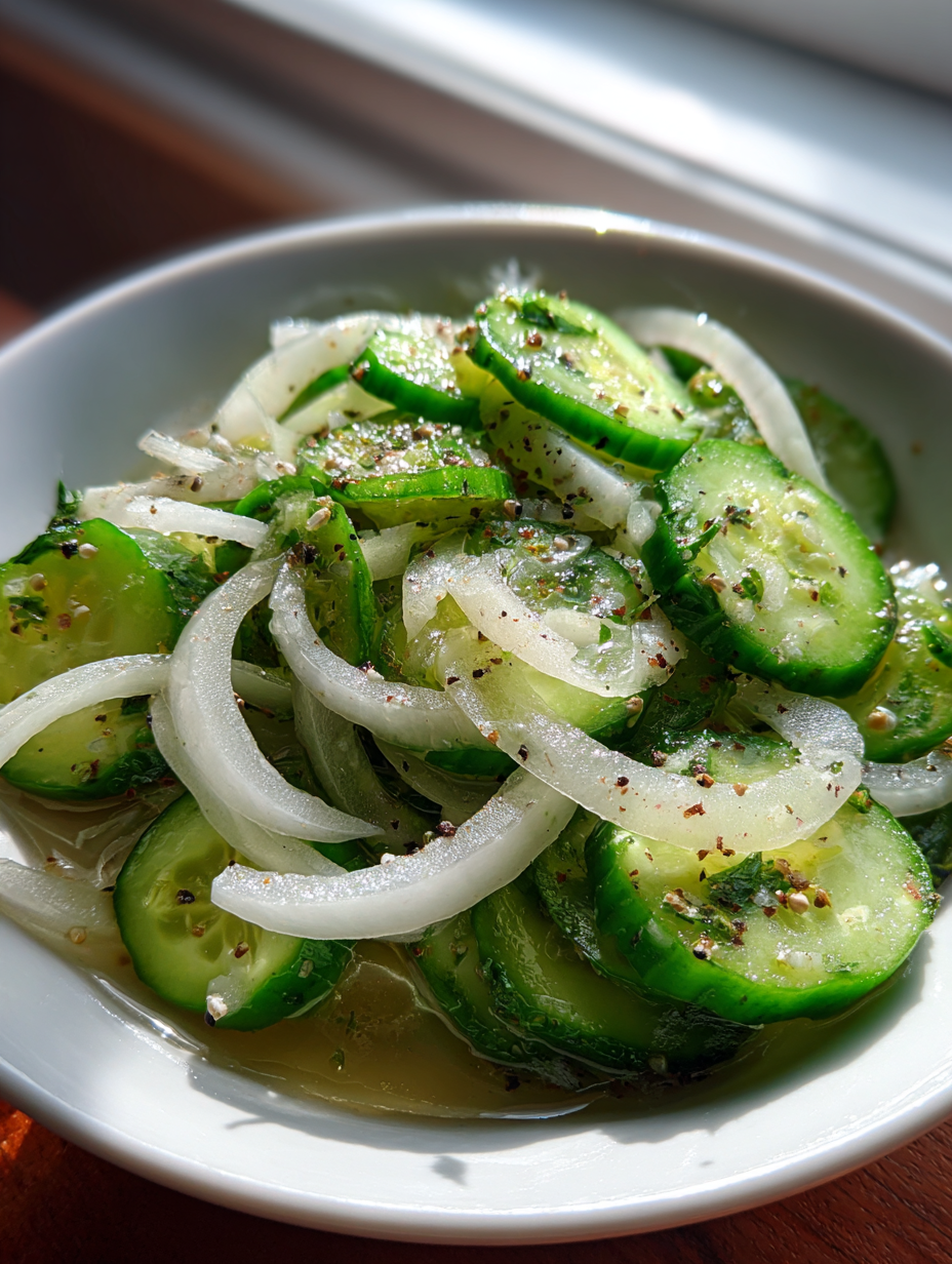 cucumber and onions in vinegar: a simple and delicious side dish
