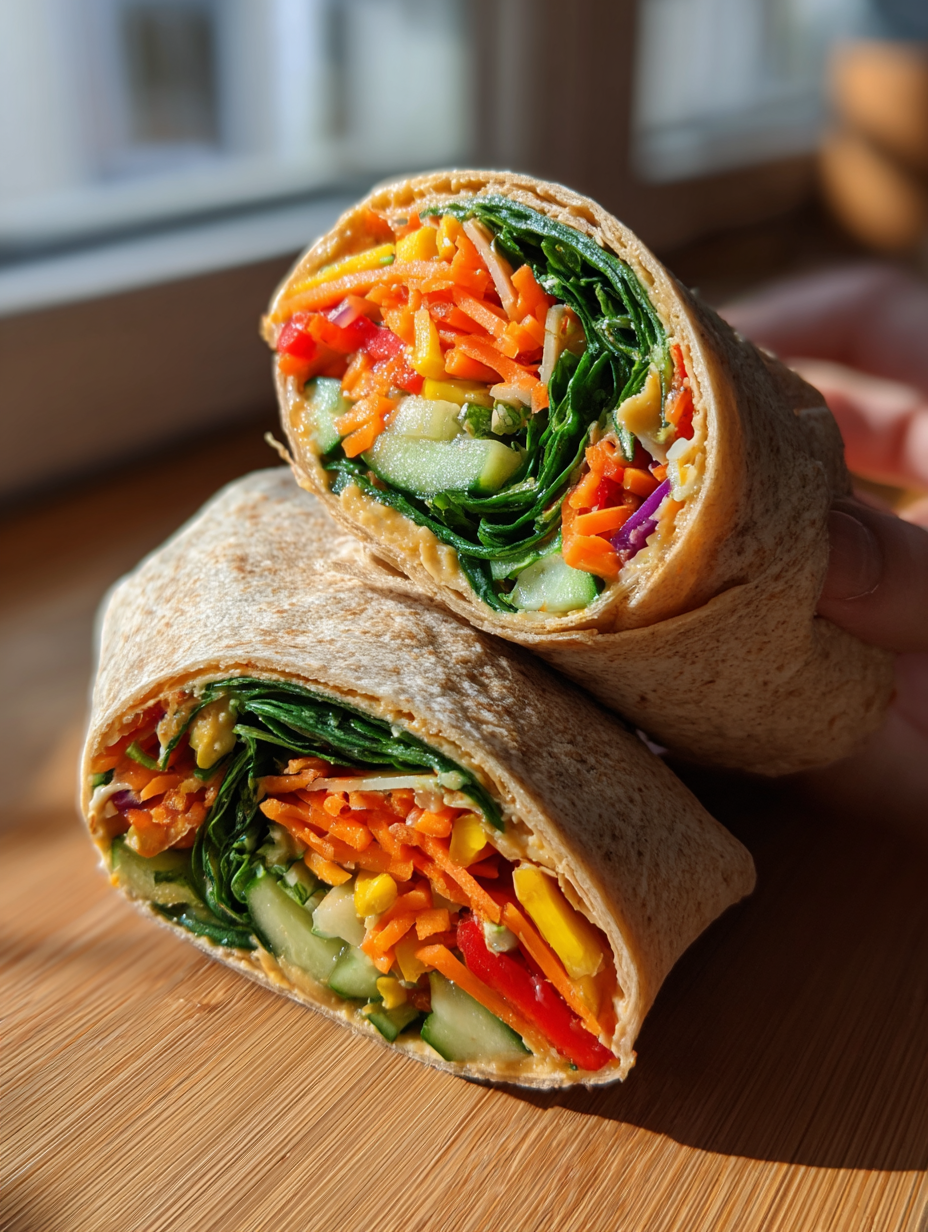school lunch ideas for kids: Delicious Rainbow Veggie Wraps Recipe