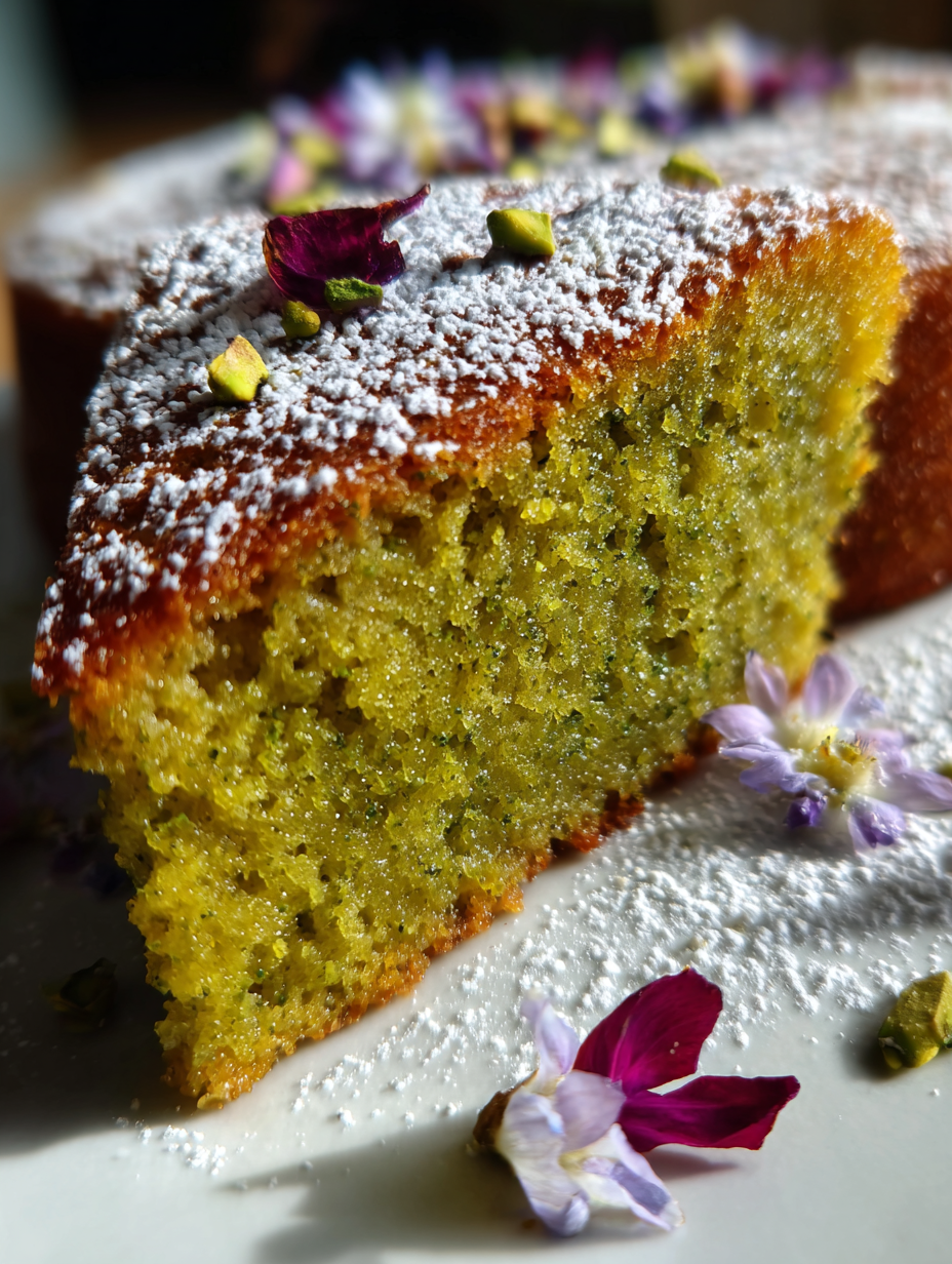 Pistachio and Rose Water Cake: A Deliciously Moist Delight