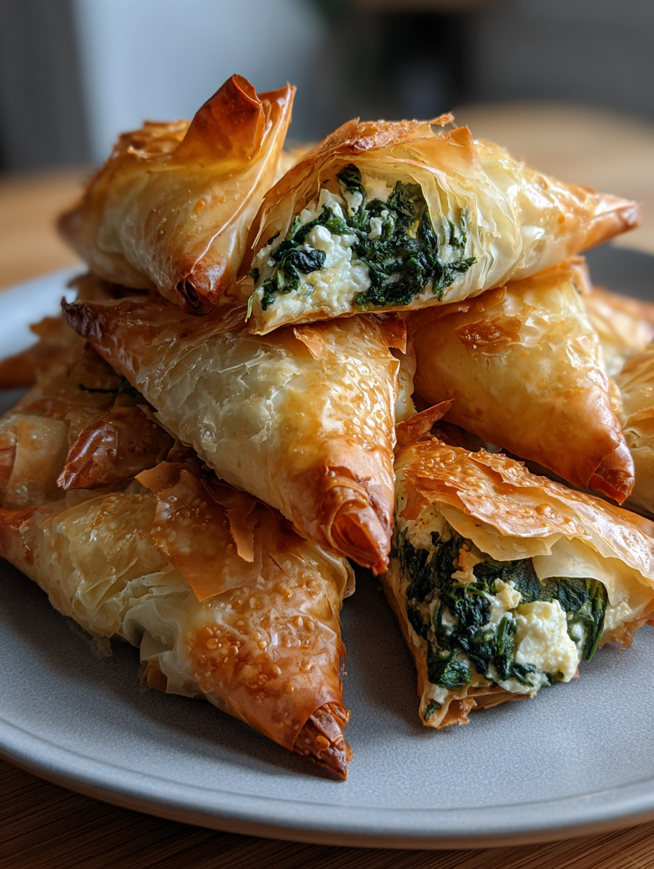 Spinach and Feta Phyllo Triangles: Deliciously Crispy Appetizers